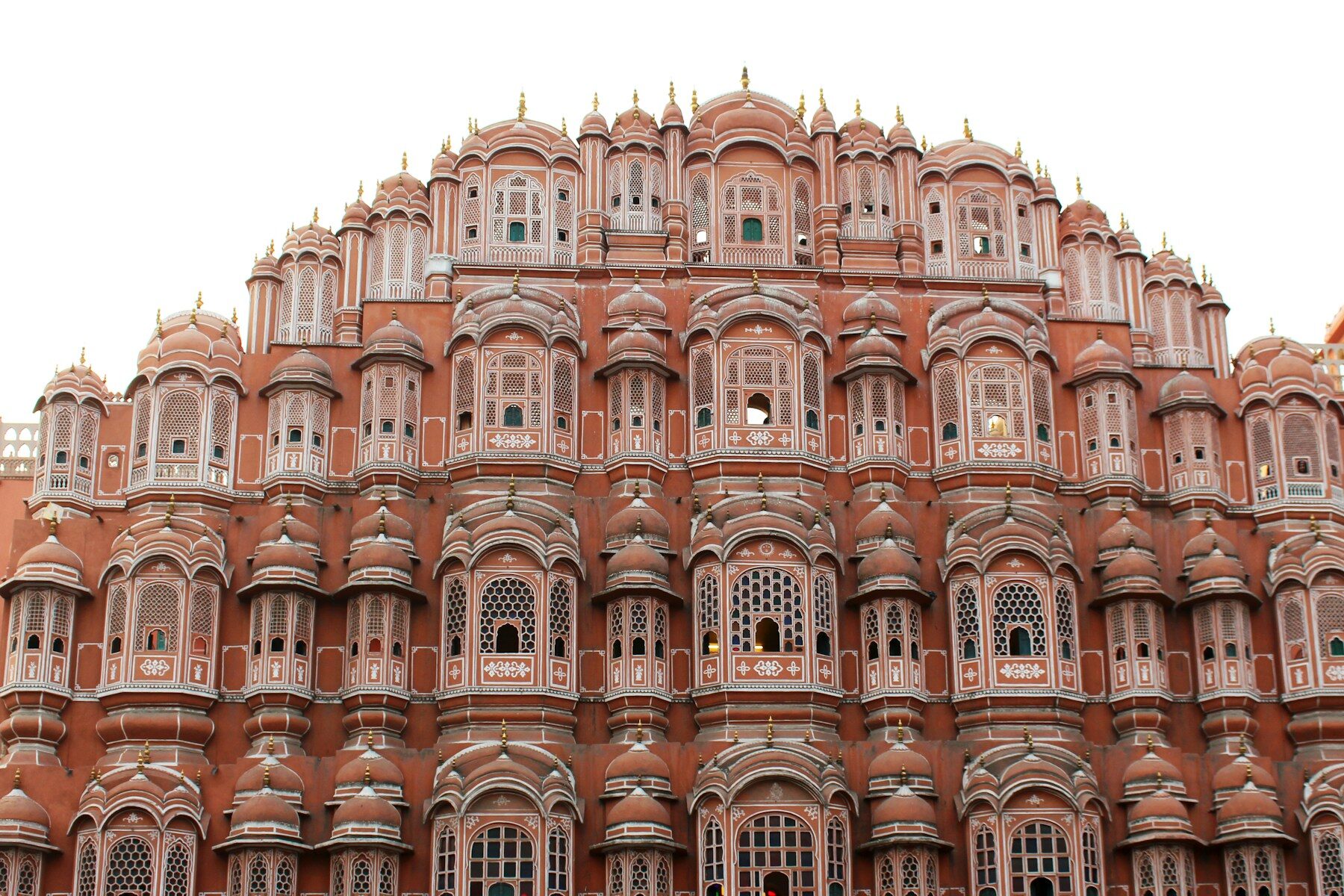 A pink sandstone building in the old city of Jaipur